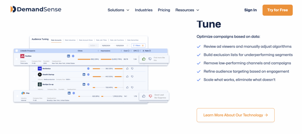 Demandsense linkedin ads tool